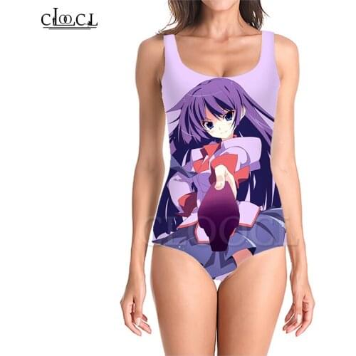 CLOOCL Japanese Anime Hitagi Senjougahara 3D Print Girls One-piece Swimsuit Swimming Bathing Suit Sleeveless Slim Sexy