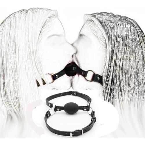 PU Leather Double Duty Twins Strap Solid Silicone Ball BDSM Bondage Restraints Dual Strap Design Ball Gags Oral Gag Sex Toy