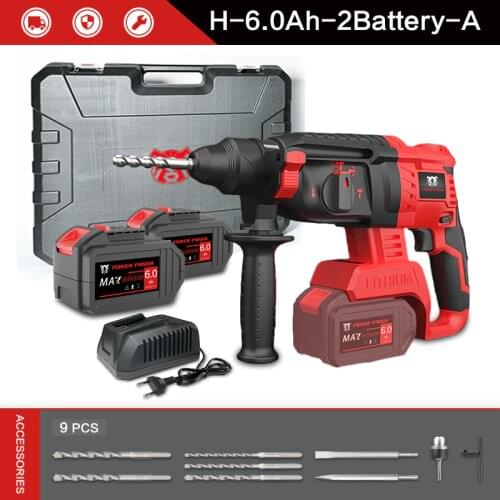 POWER PANDA 21V Electric Impact Drill Rotary Hammer Brushless Motor Cordless Hammer Electric Pick