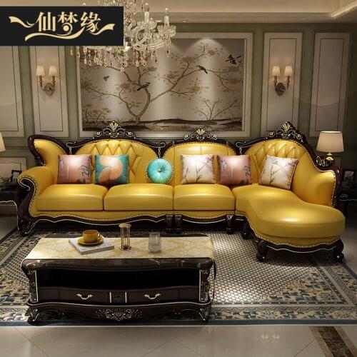 European sofa combination living room luxury classic Princess corner solid wood carving furniture new Chinese style