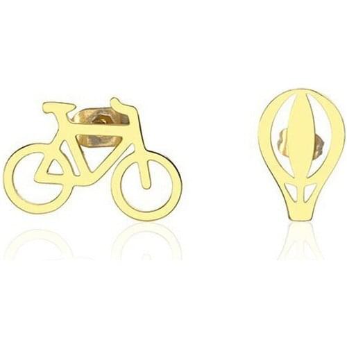 RIR Exquisite and Simple Laser-cut Hot-air Balloon Earrings And Stainless Steel Bicycle Earrings Are Gifts For Tourist