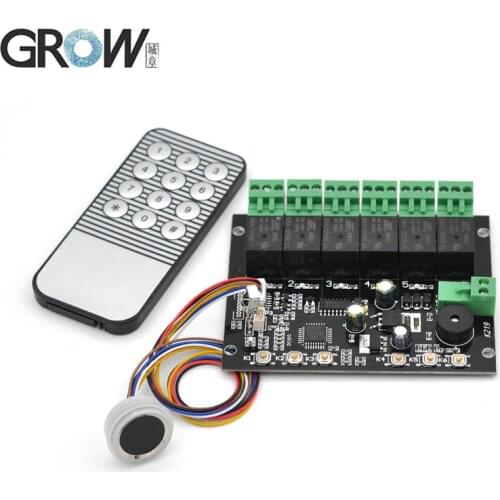 GROW K219-A+R502-F DC12V 6 Relays K219-A Fingerprint Infrared Remote Control Board+R502-F Waterproof Small Fingerprint Module