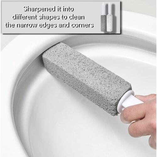 Multifunctional Pumice Stone Toilet Cleaner Brush Sinks Bathtubs 360 Degrees Cleaning Tool Bathroom Scrubber With Plastic Handle