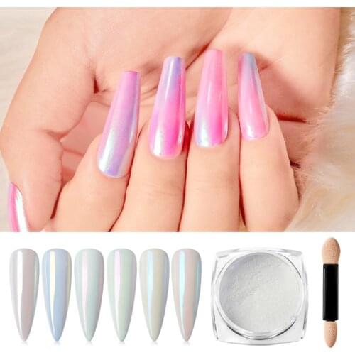 Mtssii 1PC Chrome Pearl Shell Powder Nail Art Glitter Pigment Powder Long Lasting Manicure Nail Tip Decoration Gel Polish Dust