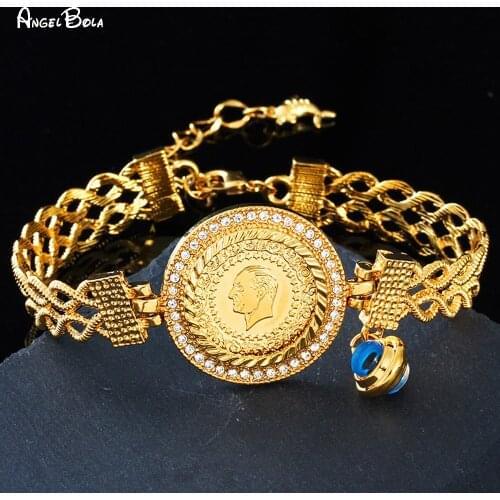 Muslim Fashion Gold Coin Womens Bracelet Middle East Traditional Oman Bracelet Can Be Used for Wedding and Birthday Gifts