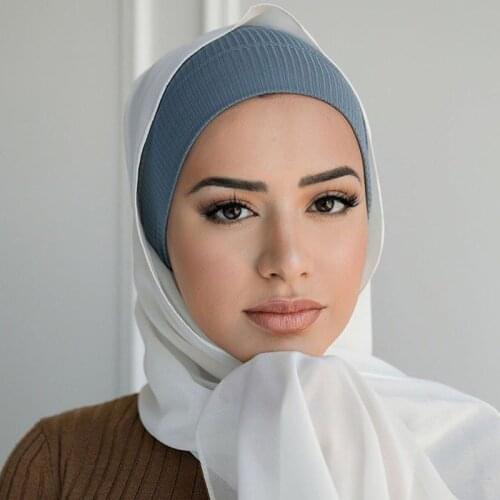 2020 New Stretchy Lycra Ripple Inner Hijabs Muslim Under Scarf Women Turban Hijab Bonnet islamic Tube Headband Turbante Mujer