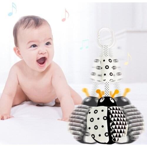 J60B Cartoon Animal Stuffed Hanging Rattle Toy with Wind Chimes Baby Bed Crib Car Seat Travel Stroller Soft Plush Toys Birthday