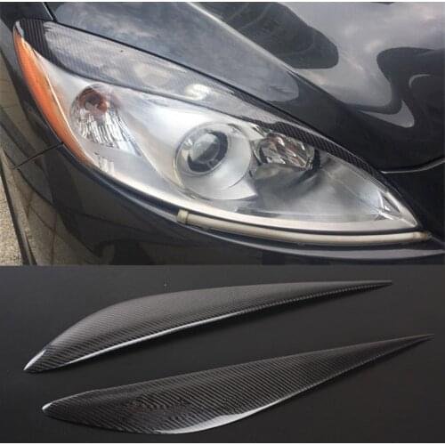 Carbon Fiber Headlight Cover Eyebrows Eyelid Trim Sticker For Mazda 5 2010-2017