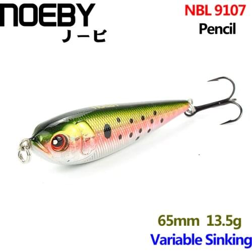 NOEBY 1Pcs Fishing Lure 65mm/13.5g Variable Sinking SuperPencil Lures Fishing Bait VMC Treble Hooks Colorful 3D Eyes NBL9107