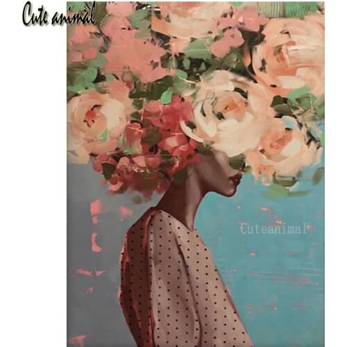 New Diamond embroidery Abstract fashion woman flower full drill square Diamond painting stitch cross Diamond mosaic home decor