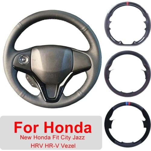 Customized Car Steering Wheel Cover For New Honda Fit City Jazz 2014 2015 HRV HR-V 2016 Vezel 2015-2017 Leather Protective Wrap