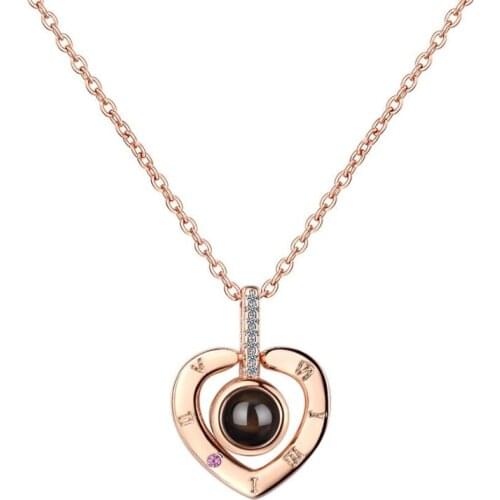 Sole Memory 100 Languages I Love You Hot Projection Visible 925 Sterling Silver Sweet Heart Female Necklace SNE436