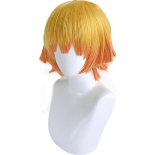 Demon Slayer Kimetsu no Yaiba Agatsuma Zenitsu Wig Cosplay Costume Men Women Heat Resistant Synthetic Hair Party Cosplay Wigs