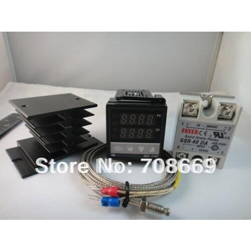 100-240VAC PID Temperature controller REX-C100FK02-V*AN + max.40A SSR + heat sink + 2m quality K probe