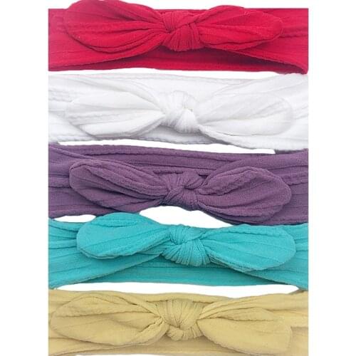 5Pcs/Lot Unique Design Baby Headband Floral Solid Color Pink Bows Newborn Baby Girl Headband Hair Accessories Girls Turban