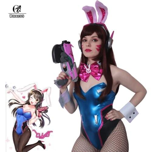 ROLECOS Game OW Cosplay DVA Watch Sexy Blue Bunny Girl Costume Song hana Cosplay Costume Women Sexy Cosplay Costume