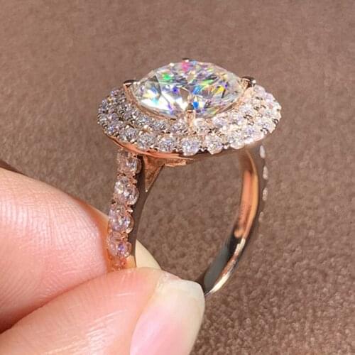 Luxury Rose Gold Zircon Engagement Ring Round Cut AAA Cubic Zirconia Princess Ring Wedding Rings Bridal Jewelry Party Gifts