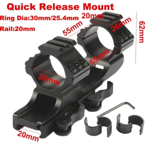 Tactical HeavyDuty Dual Ring Scope Mount 25.4mm/30mm Quick Release Cantilever Picatinny Weaver 20mm Rail QD Cam Locks