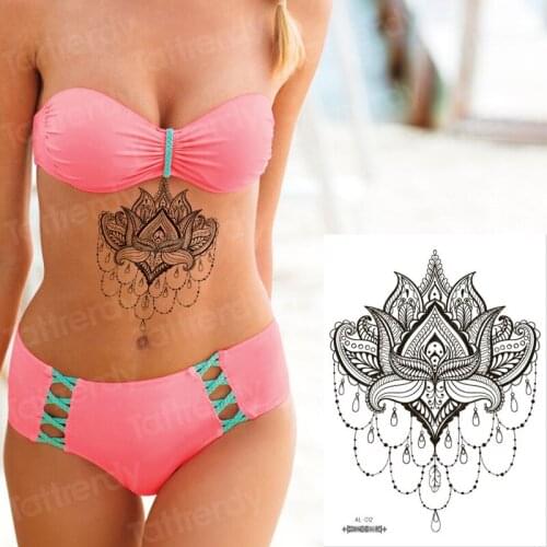 Mehndi henna tattoo for women under breast tattoo body stickers bikini sexy arab sticker indian tattoo mandala black lace decals