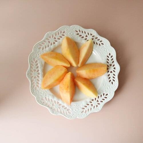 Vintage Creamy White Lace Carved Small Flowers Rococo Lace Dinner Plate Fruit Plate