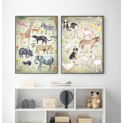 Vintage Poster Wall Art Canvas Painting Safari Animal Dinosaur Art Prints Nordic Posters And Prints Wall Pictures Baby Kids Room