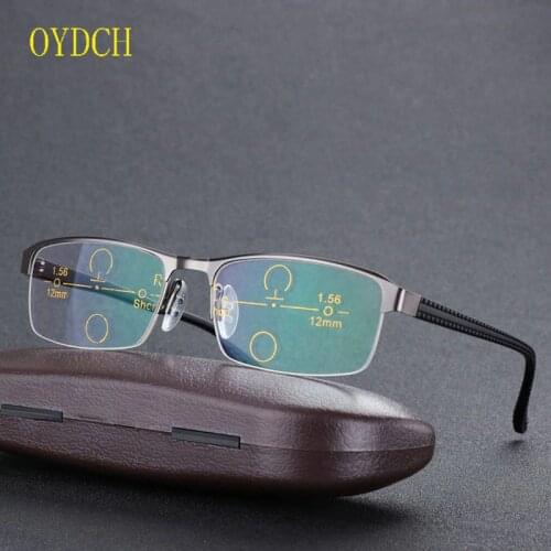 High-grade mens reading glasses with near-far dual-purpose progressive multi-focus sun-discolored dual-light reading glasses