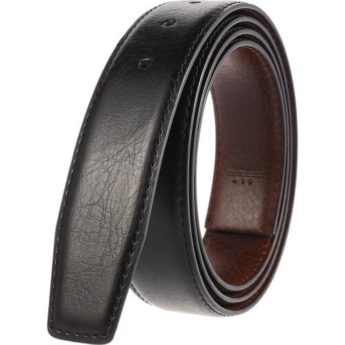 High Quality Men Leather Belt With Holes No Buckle Black Coffee 2 Sides Can Be Used