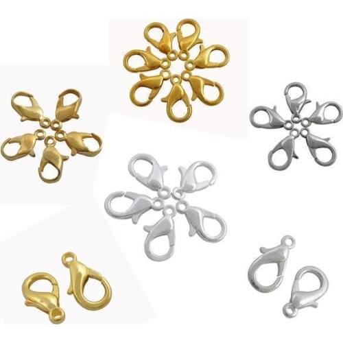 50pcs/lot 12MM Lobster Claw Clasps Hooks For DIY Necklace Bracelet Jewelry Finding High Quality Alloy 4 Colors