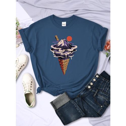 Fuji Flavor Ice Cream Printing Women Tees Shirts Spring Summer Soft Tops Fashion Style t Shirts Oversized Casual Female t-Shirts