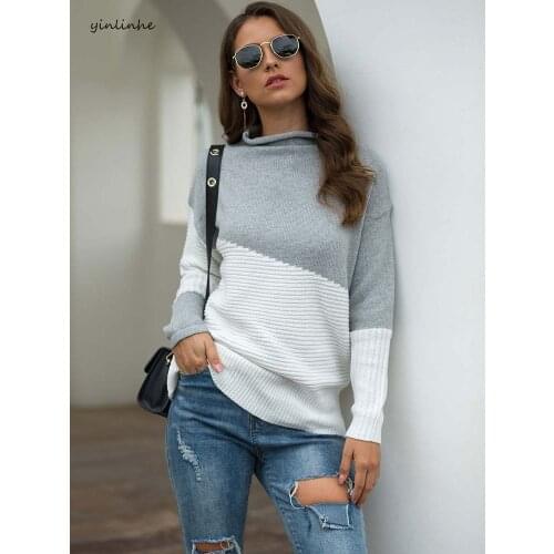 Yinlinhe Autumn Grey Turtleneck Sweater Women Long Sleeve Knitted Pullovers Women 2019 fashion Ladies Spring Casual Jumpers 1213