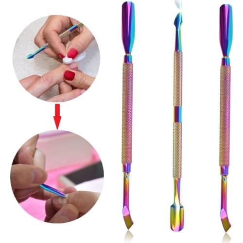 1PCS Rosalind Double Sided C Rainbow Nail Cuticle Pusher Clipper Scissor Nipper Tweezer Picker Steel Manicure Nail Tool