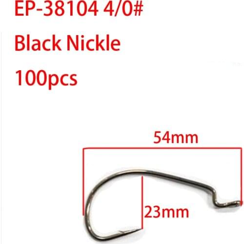 100pcs Eupheng EP-38104 Worm fishing hook Black Nickle Color fishing hooks L