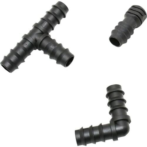 16mm water hose tee water splitter elbow plug End 1/2 hose 3-way garden irrigation barbed drip irrigation fittings 100pcs