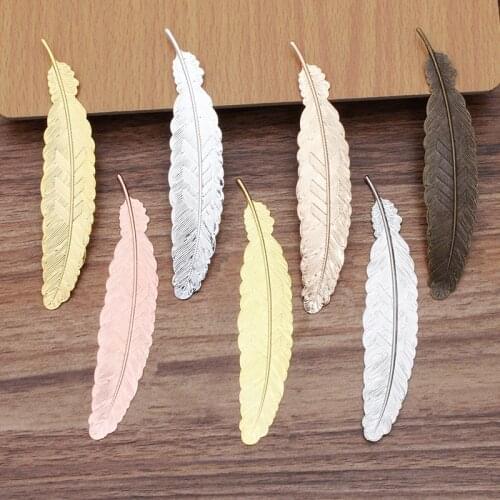 20pcs 110x24mm Brass Bookmark Feather Pendant Filigree Feather Copper Sheet DIY Hand Made Jewelry Accessories