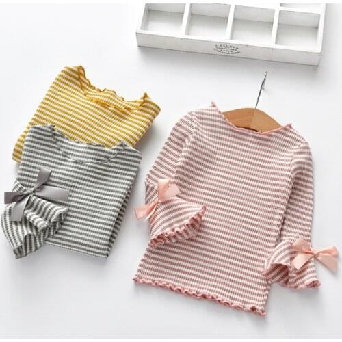 2021 Baby Girls Clothing Girls Shirts Long-sleeved O-necked Solid Color Shirt kid Blouse Cotton Childrens Tops Girls Clothing