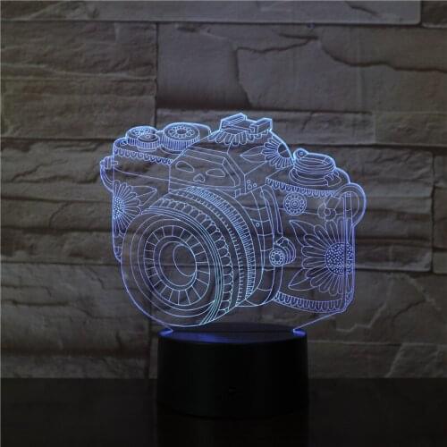 Camera USB 3D LED Lamp Decoration Home Kids Sleep Colors Change Night Light Illusion Bedroom Table Desk Lamp Gift Dropship 3381