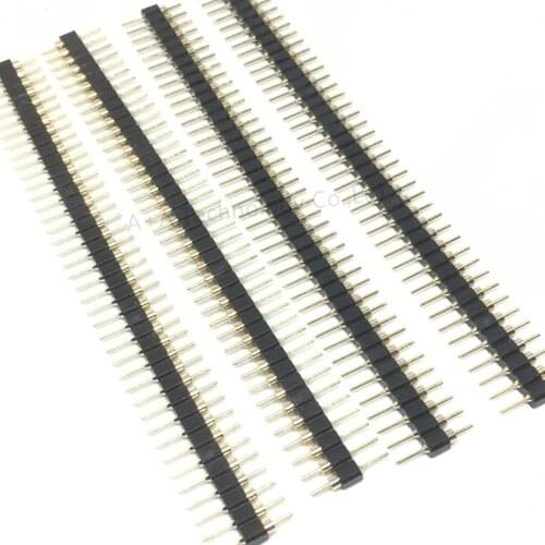 40 Pin Connector Header Round Needle 1x40 Golden Pin Single Row Male 2.54mm Breakable Pin Connector Strip Free shipping