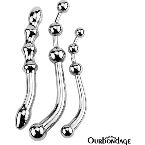 Ourbondage 3 Size Alloy Anal Beads Snake Handheld Anal Butt Plug For Men Women Prostate Massage Adult Sex Toys