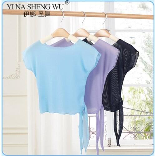 Ballet Dress Net Gauze Top Girls Short-sleeved Lace-up Childrens Classical Dance Gauze Tops Childrens Dance Practice Clothes