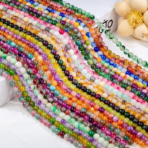 Natural white stone plus color beads 6-10mm semi-finished mixed color beads jewelry making necklace DIY bracelet 39cm