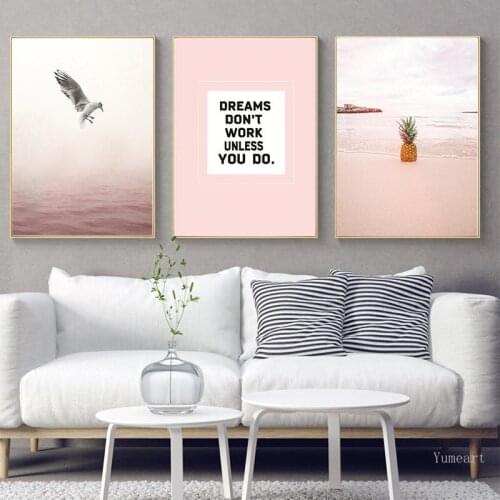 Seagull and Pineapple Spring Cuadros Canvas Painting Poster Print Decoration Home Wall Picture for Living Room Wall Art