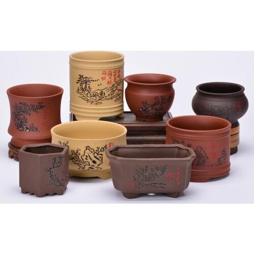 Purple Sand Flowerpot Thick Ceramic Succulent Cactus Orchid Potted Asparagus Bamboo Old Pile Yixing Thumb Small Creative Pot