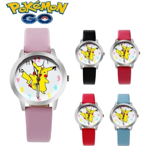 Pokemon Pikachu Cartoon Childrens Watch Student Quartz Watch Men and Women Anime figure Watch Cute Casual Watch Birthday Gifts