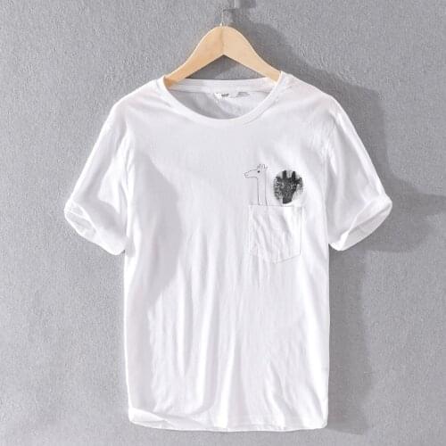 Suehaiwes style Italy brand linen t shirt men summer white t shirts for men casual embroidery t-shirt mens chemise overhemd