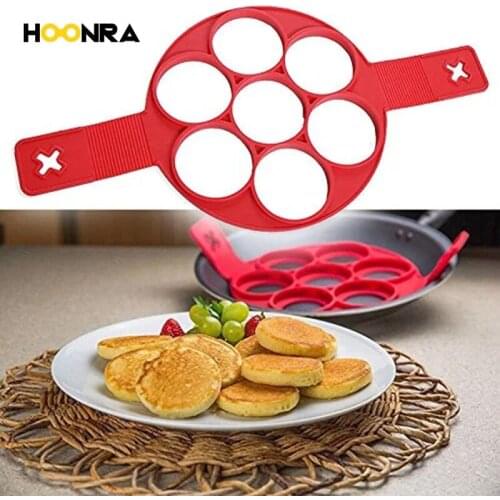 HOONRA 1PCS Red Silicone Non-stick Pancake Ring Kitchen Egg Mold Egg Ring Maker Fantastic Silicone Pancake Maker Kitchen Tools