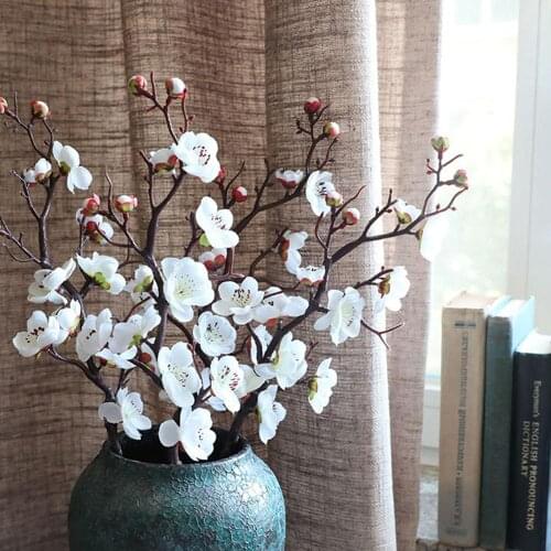 Artificial Plum Decorative Simulation Flowers Ornaments DIY Wedding Decoration Home Bedroom Bouquet Faux Flowers Branch Decor