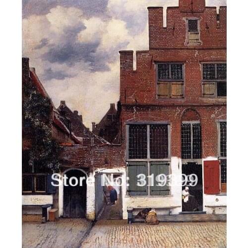 Oil Painting Reproduction,View of House in Delft by Jan Varmeer,Free Shipping via FeDex or DHL,100% handmade,JV019
