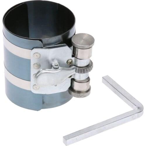 4 inch 53-175mm Steel Car Engine Piston Ring Compressor Tool Installer Band Ratcheting with L Socket Head Hex Wrench