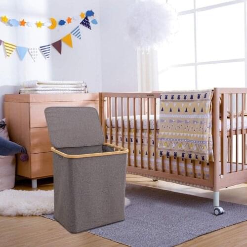 Laundry Basket with Lid Large Bamboo Dirty Clothes Hamper with Handle Waterproof Collapsible Laundry Hamper Storage