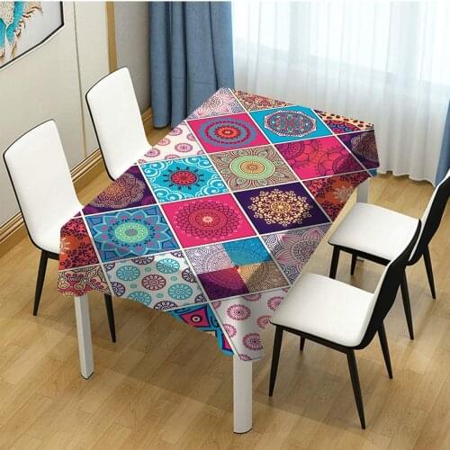 Mexican Mandalas Colorful Patchwork Abstract Bohemian Table Cloth